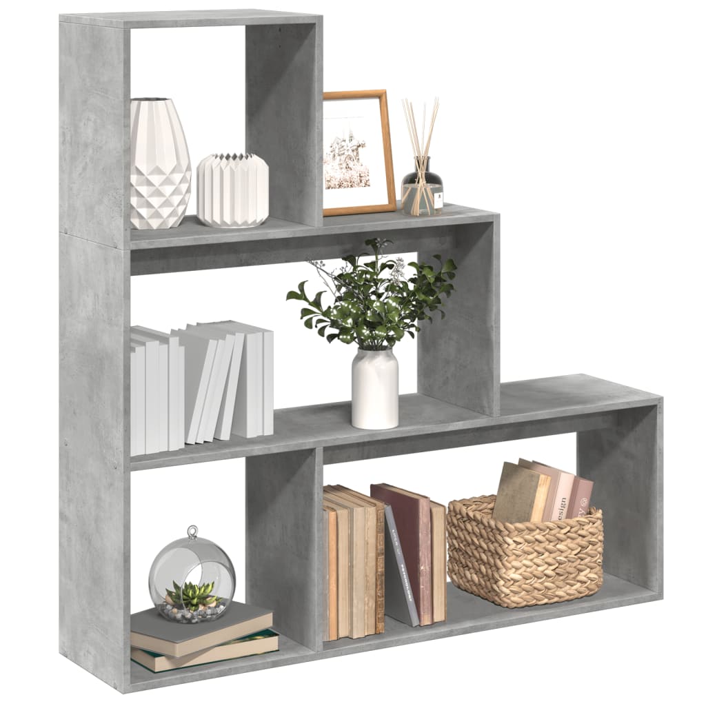 Kamerscherm / boekenkast 3-laags 123x29x123 cm hout betongrijs is nu te koop bij PeponiXL, paradijselijk wonen!
