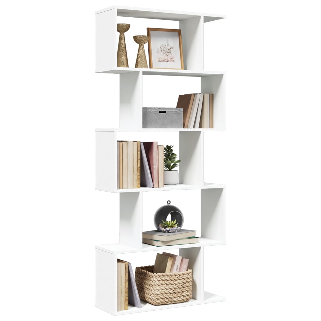 Kamerverdeler Boekenkast 5-laags Wit 70x24x161 cm Bewerkt Hout is nu te koop bij PeponiXL, paradijselijk wonen!