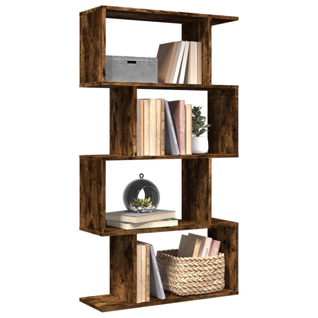 Kamerscherm / boekenkast 4-laags 70x24x129 cm hout gerookt eik is nu te koop bij PeponiXL, paradijselijk wonen!
