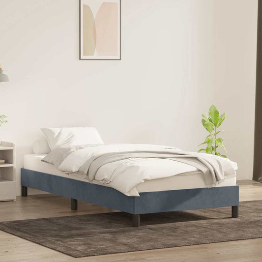 Bedframe zonder matras 90x210 cm fluweel donkergrijs is nu te koop bij PeponiXL, paradijselijk wonen!