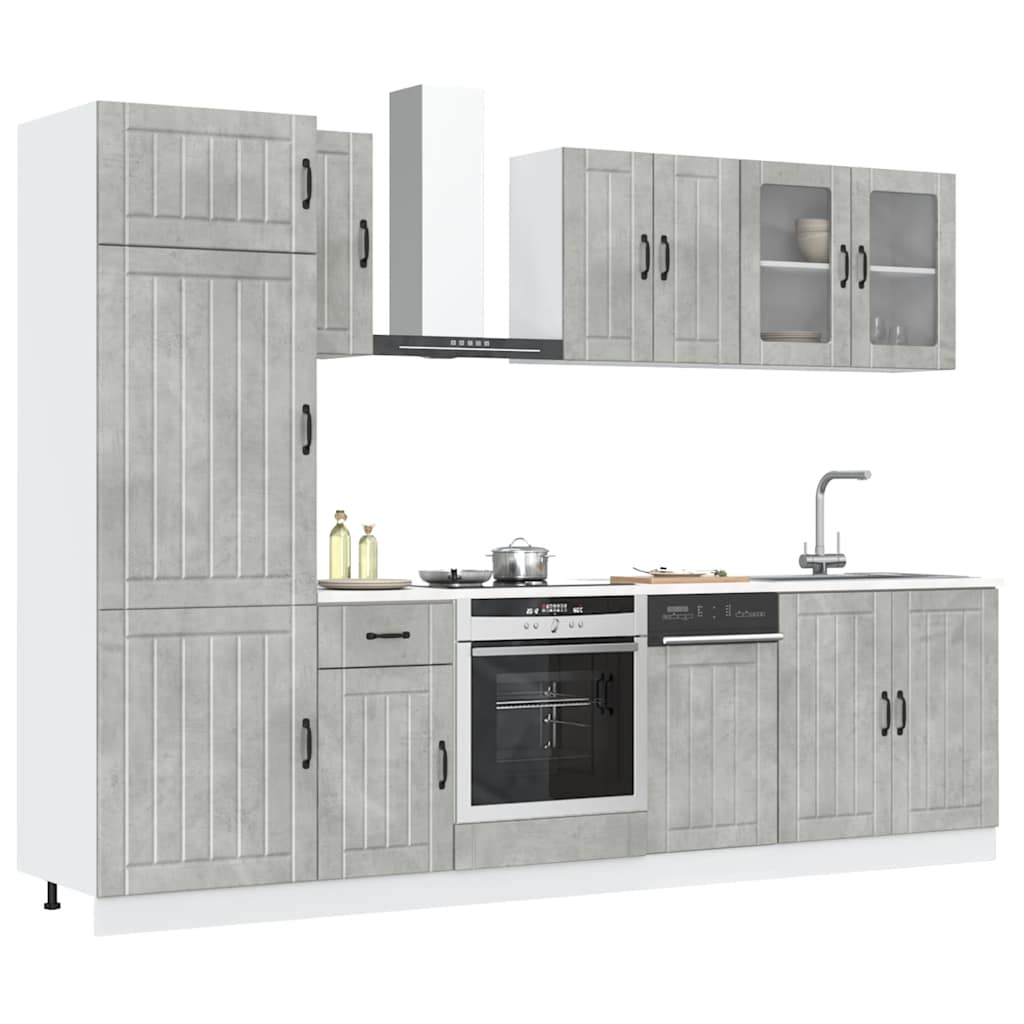 8-delige Keukenkastenset Lucca bewerkt hout betongrijs is nu te koop bij PeponiXL, paradijselijk wonen!