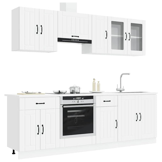 8-delige Keukenkastenset Kalmar bewerkt hout wit is nu te koop bij PeponiXL, paradijselijk wonen!