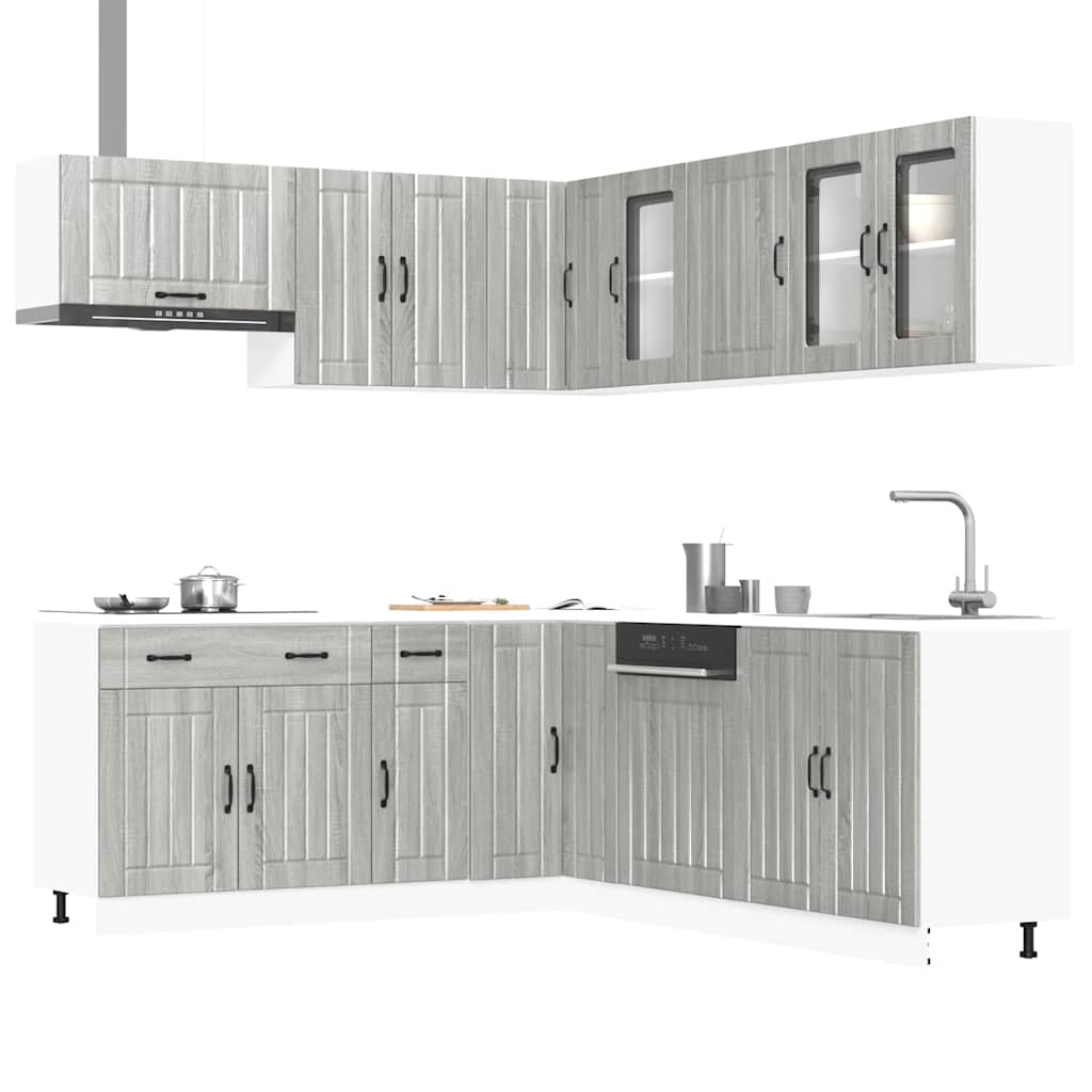 11-delige Keukenkastenset Lucca bewerkt hout grijs sonoma eiken is nu te koop bij PeponiXL, paradijselijk wonen!