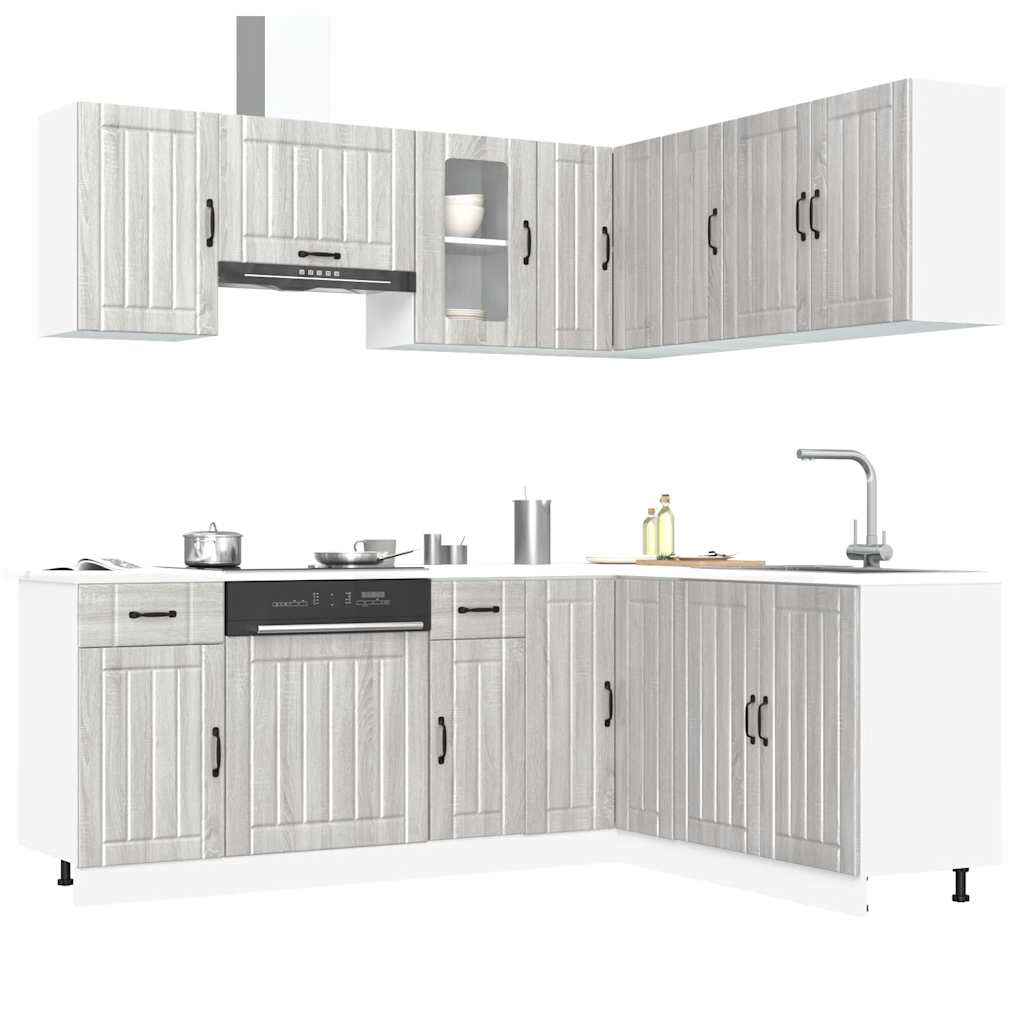11-delige Keukenkastenset Lucca bewerkt hout grijs sonoma eiken is nu te koop bij PeponiXL, paradijselijk wonen!