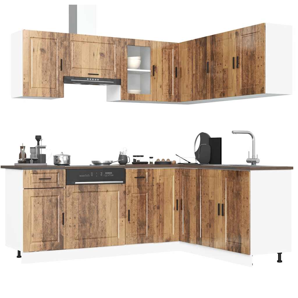 11-delige Keukenkastenset Porto bewerkt hout oud houtkleurig is nu te koop bij PeponiXL, paradijselijk wonen!
