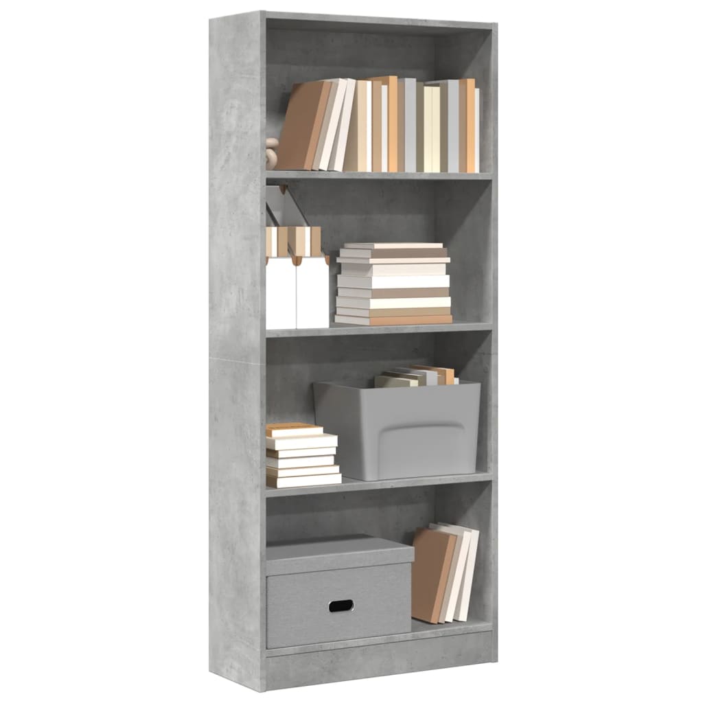 Boekenkast 60x24x143 cm bewerkt hout betongrijs is nu te koop bij PeponiXL, paradijselijk wonen!
