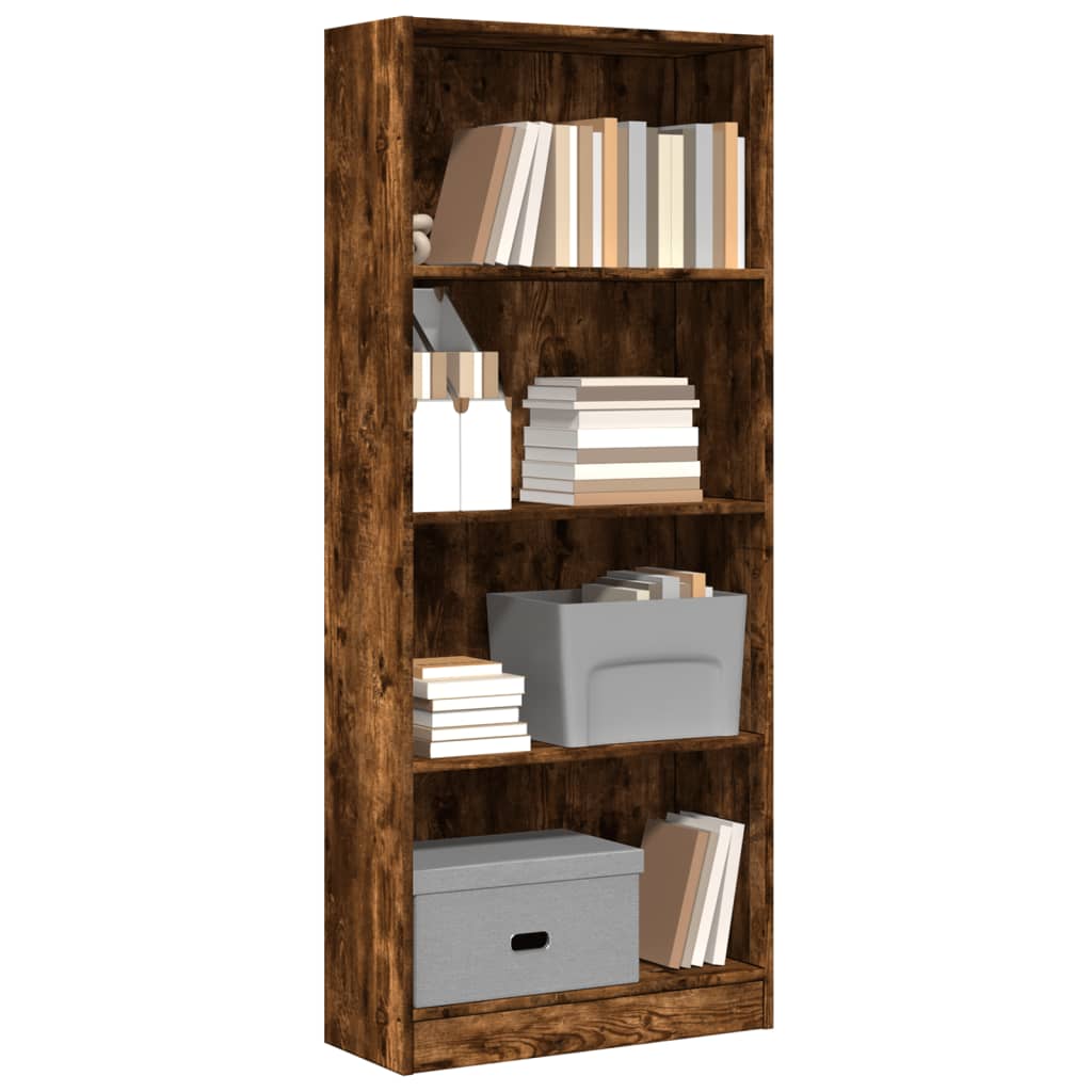 Boekenkast 60x24x143 cm bewerkt hout gerookt eikenkleurig is nu te koop bij PeponiXL, paradijselijk wonen!