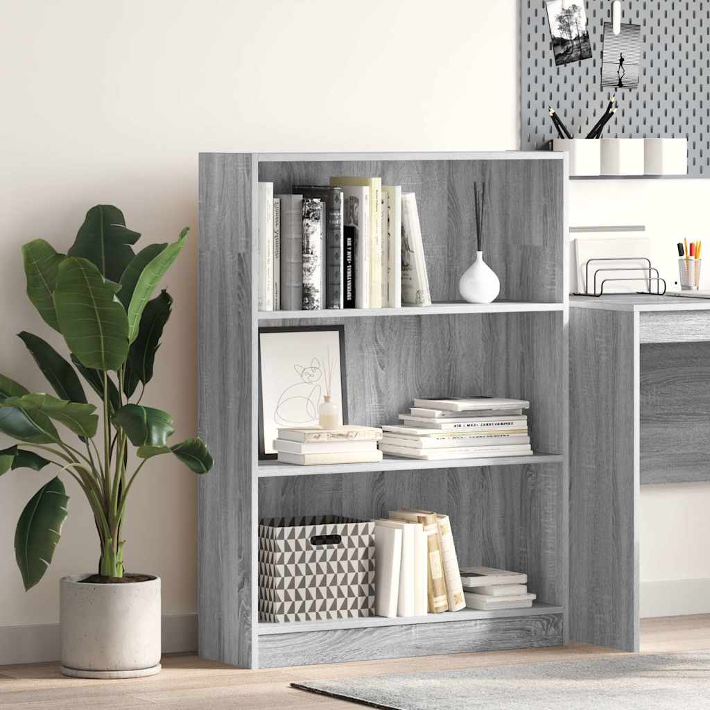 Boekenkast 80x24x109 cm bewerkt hout grijs sonoma eikenkleurig is nu te koop bij PeponiXL, paradijselijk wonen!
