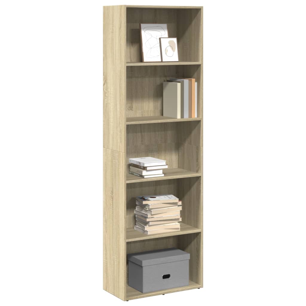 Boekenkast 60x30x189 cm bewerkt hout sonoma eikenkleurig is nu te koop bij PeponiXL, paradijselijk wonen!