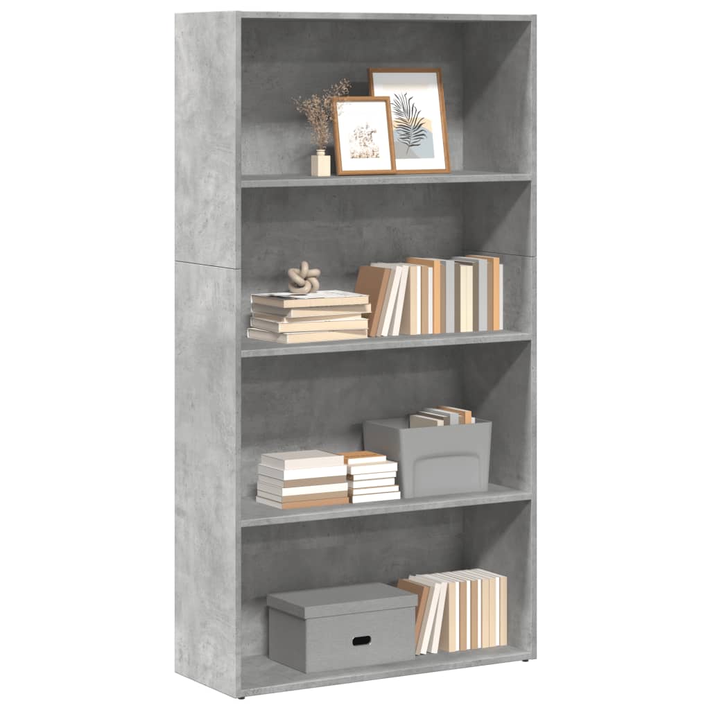 Boekenkast 80x30x152 cm bewerkt hout betongrijs is nu te koop bij PeponiXL, paradijselijk wonen!