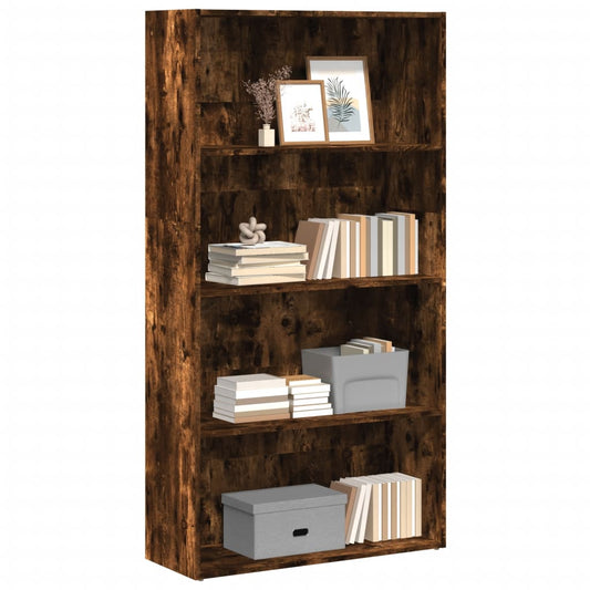 Boekenkast 80x30x152 cm bewerkt hout gerookt eikenkleurig is nu te koop bij PeponiXL, paradijselijk wonen!