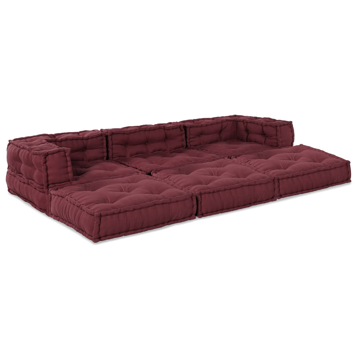Modulair Sofabet 3 pcs Bordeaux Stof is nu te koop bij PeponiXL, paradijselijk wonen!