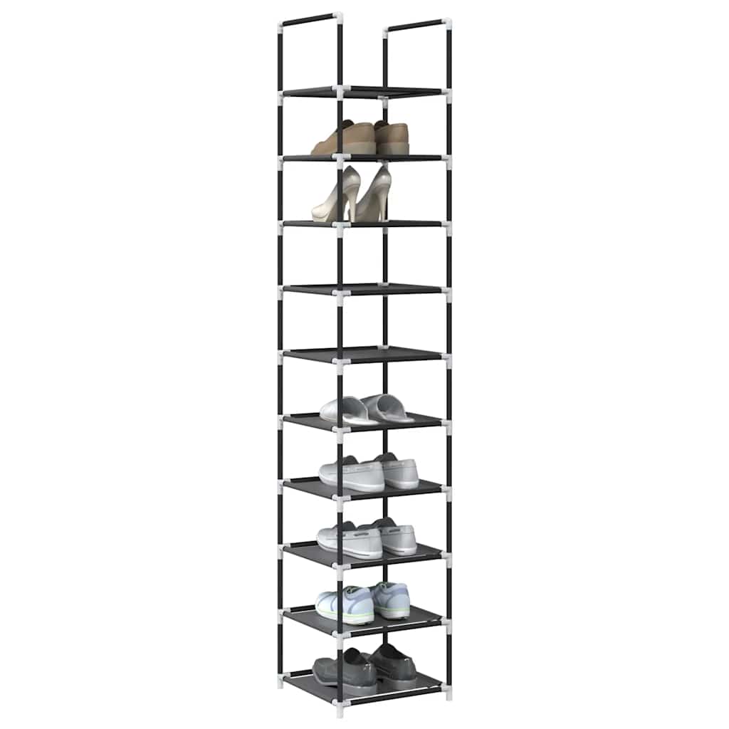 Schoenenrek 10-laags 33x33x174 cm nonwoven stof zwart is nu te koop bij PeponiXL, paradijselijk wonen!