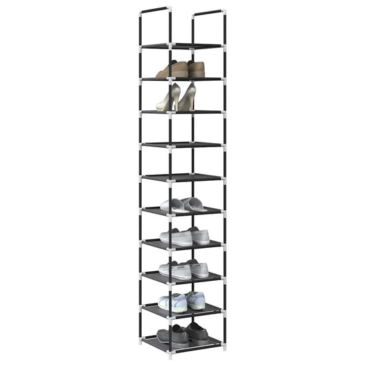 Schoenenrek 10-laags 33x33x174 cm nonwoven stof zwart is nu te koop bij PeponiXL, paradijselijk wonen!