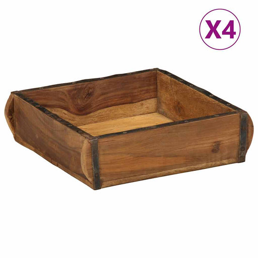 Dienblad 4 pcs Bruin 29 x 31 x 10 cm Massief Gerecycled Hout is nu te koop bij PeponiXL, paradijselijk wonen!