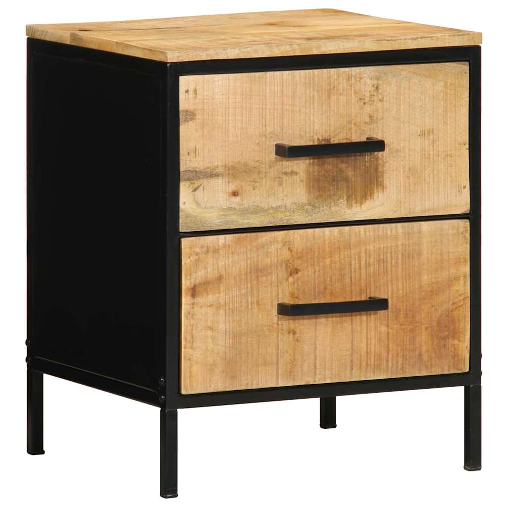 Nachtkastje Bruin en zwart 40 x 35 x 50 cm Massief Mango Hout is nu te koop bij PeponiXL, paradijselijk wonen!