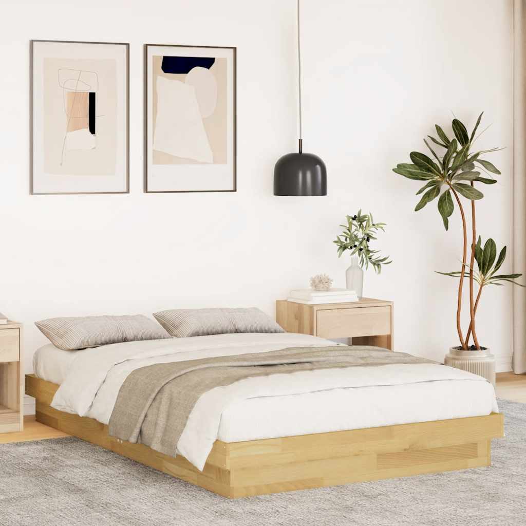 Bedframe zonder matras 120x200 cm massief hout eiken is nu te koop bij PeponiXL, paradijselijk wonen!