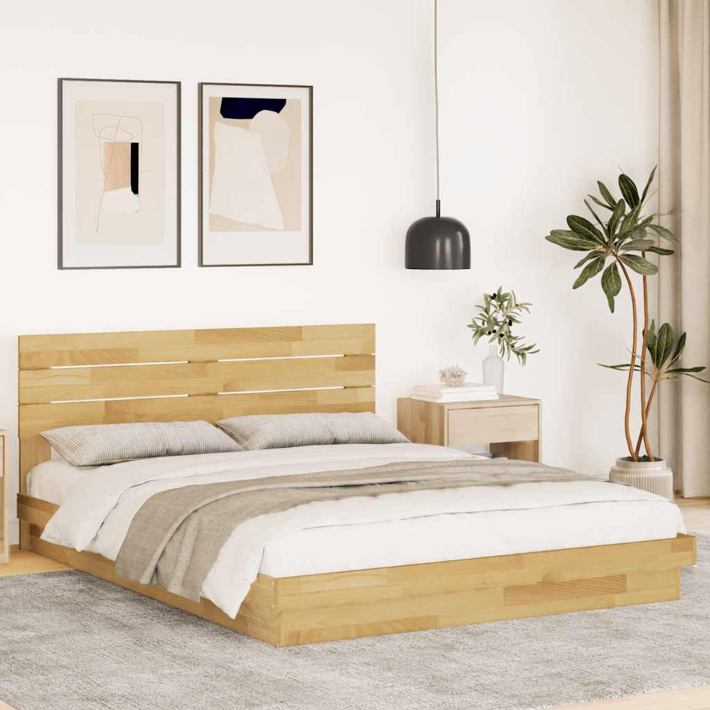 Bedframe hoofdeinde zonder matras 150x200 cm massief hout eiken is nu te koop bij PeponiXL, paradijselijk wonen!