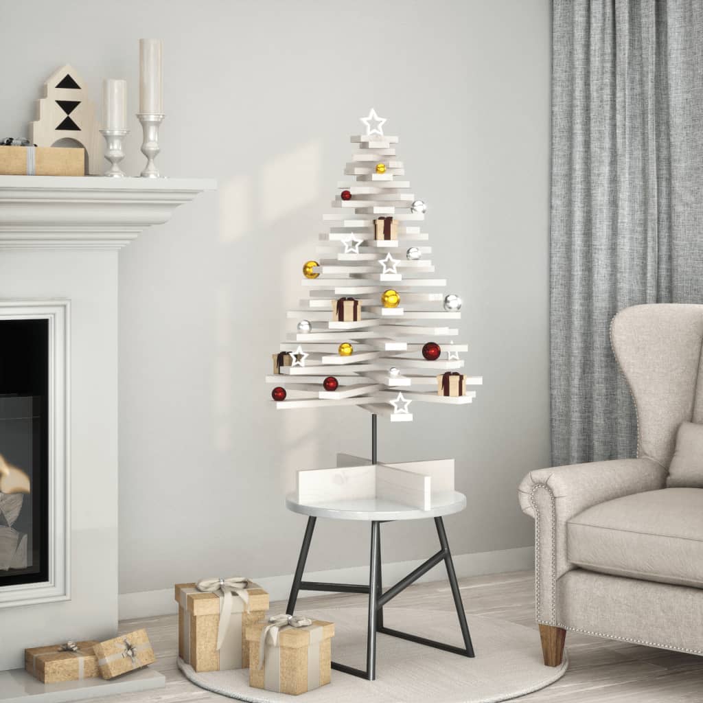 Kerstdecoratie kerstboom 100 cm massief grenenhout wit is nu te koop bij PeponiXL, paradijselijk wonen!