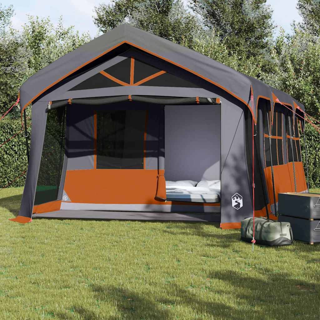 Gezinstent met dak Grijs en Oranje 620 x 322 x 240 cm Polyester is nu te koop bij PeponiXL, paradijselijk wonen!