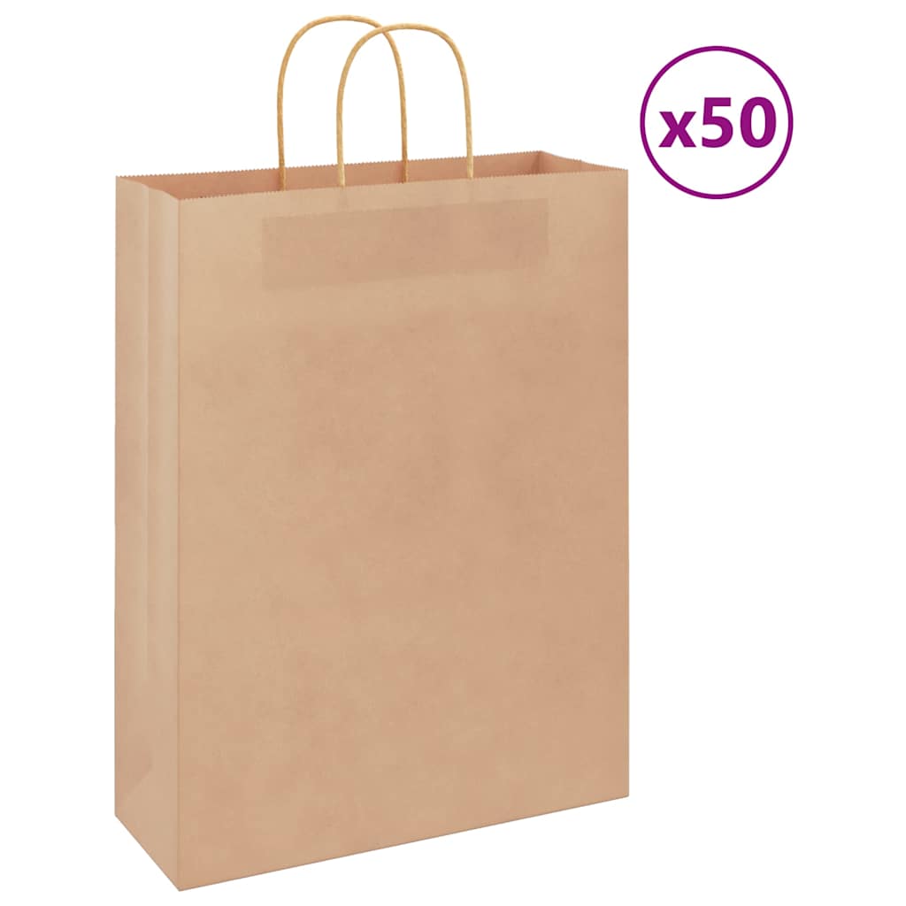 Papieren zakken 50 st met hengsels 32x12x42 cm bruin is nu te koop bij PeponiXL, paradijselijk wonen!