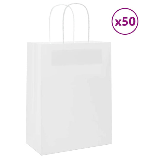 Papieren zakjes 50 st met hengsels 21x11x28 cm wit is nu te koop bij PeponiXL, paradijselijk wonen!