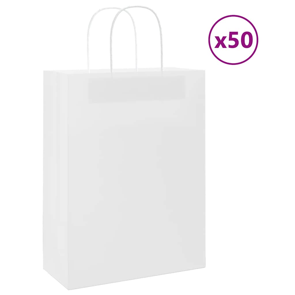 Papieren zakken 50 st met hengsels 26x12x35 cm wit is nu te koop bij PeponiXL, paradijselijk wonen!