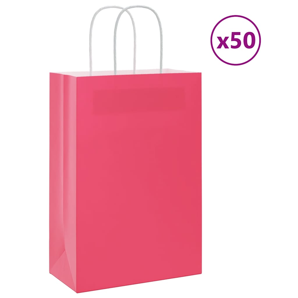Papieren zakjes 50 st met hengsels 21x11x31 cm roze is nu te koop bij PeponiXL, paradijselijk wonen!