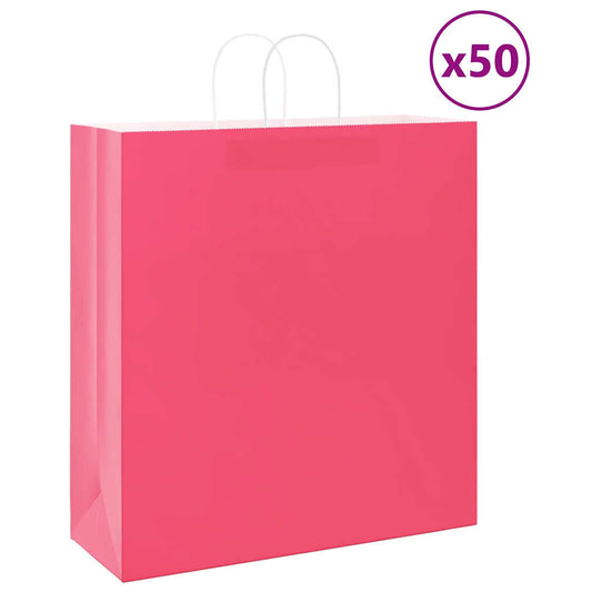 Papieren zakken 50 st met hengsels 45x17x48 cm roze is nu te koop bij PeponiXL, paradijselijk wonen!