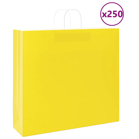 Papieren zakken 250 st met hengsels 54x15x49 cm geel is nu te koop bij PeponiXL, paradijselijk wonen!