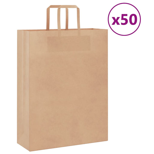Papieren zakken 50 st met hengsels 32x12x42 cm bruin is nu te koop bij PeponiXL, paradijselijk wonen!