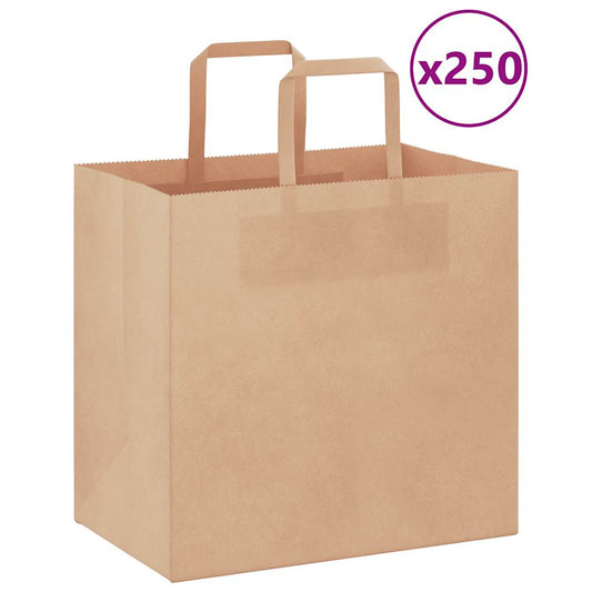 Papieren zakken 250 st met hengsels 26x17x25 cm bruin is nu te koop bij PeponiXL, paradijselijk wonen!