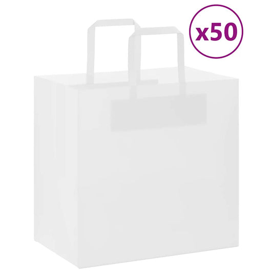 Papieren zakken 50 st met hengsels 26x17x25 cm wit is nu te koop bij PeponiXL, paradijselijk wonen!