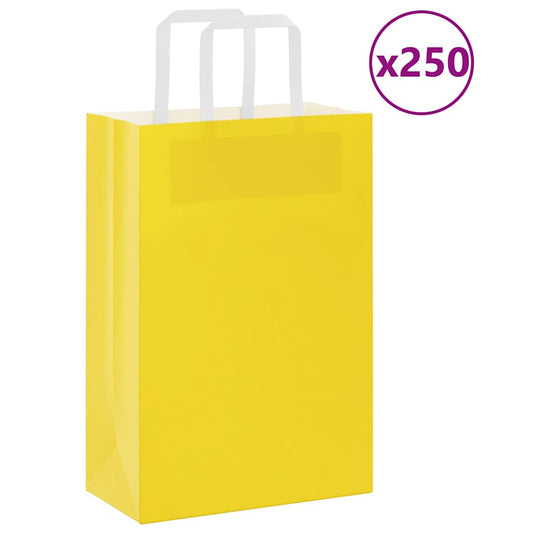 Papieren zakken 250 st met hengsels 21x11x31 cm geel is nu te koop bij PeponiXL, paradijselijk wonen!