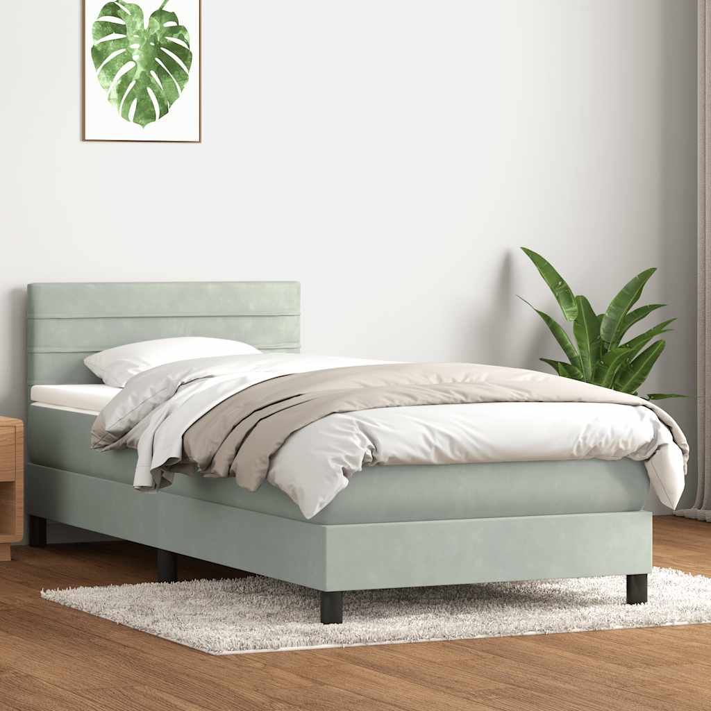 Boxspring met matras fluweel lichtgrijs 80x220 cm is nu te koop bij PeponiXL, paradijselijk wonen!