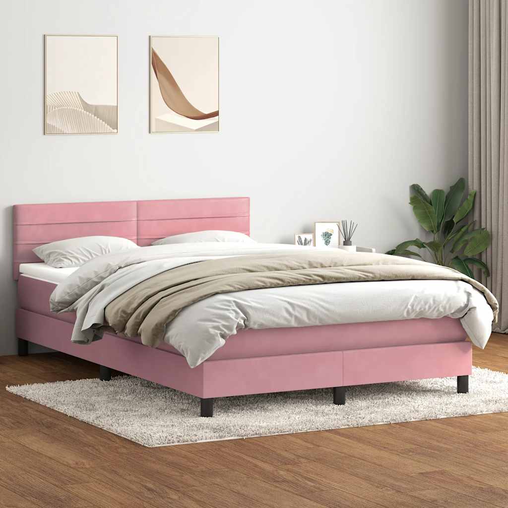 Boxspring met matras fluweel roze 160x220 cm is nu te koop bij PeponiXL, paradijselijk wonen!