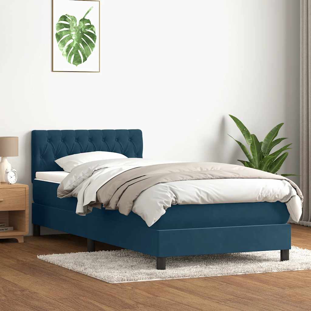 Boxspring met matras fluweel donkerblauw 80x220 cm is nu te koop bij PeponiXL, paradijselijk wonen!
