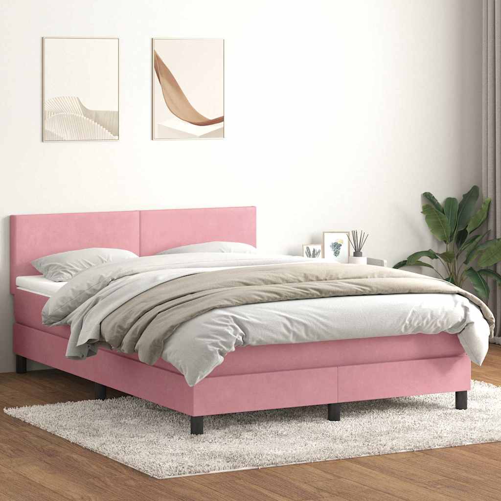 Boxspring met matras en LED fluweel roze 140x210 cm is nu te koop bij PeponiXL, paradijselijk wonen!