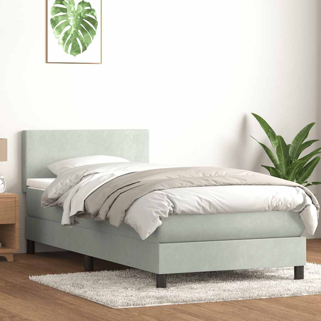 Boxspring met matras en LED fluweel lichtgrijs 80x220 cm is nu te koop bij PeponiXL, paradijselijk wonen!