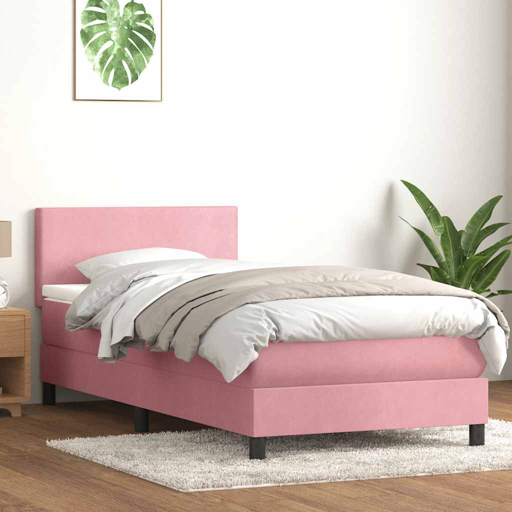 Boxspring met matras en LED fluweel roze 80x220 cm is nu te koop bij PeponiXL, paradijselijk wonen!