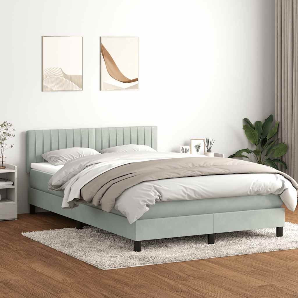 Boxspring met matras en LED fluweel lichtgrijs 160x210 cm is nu te koop bij PeponiXL, paradijselijk wonen!