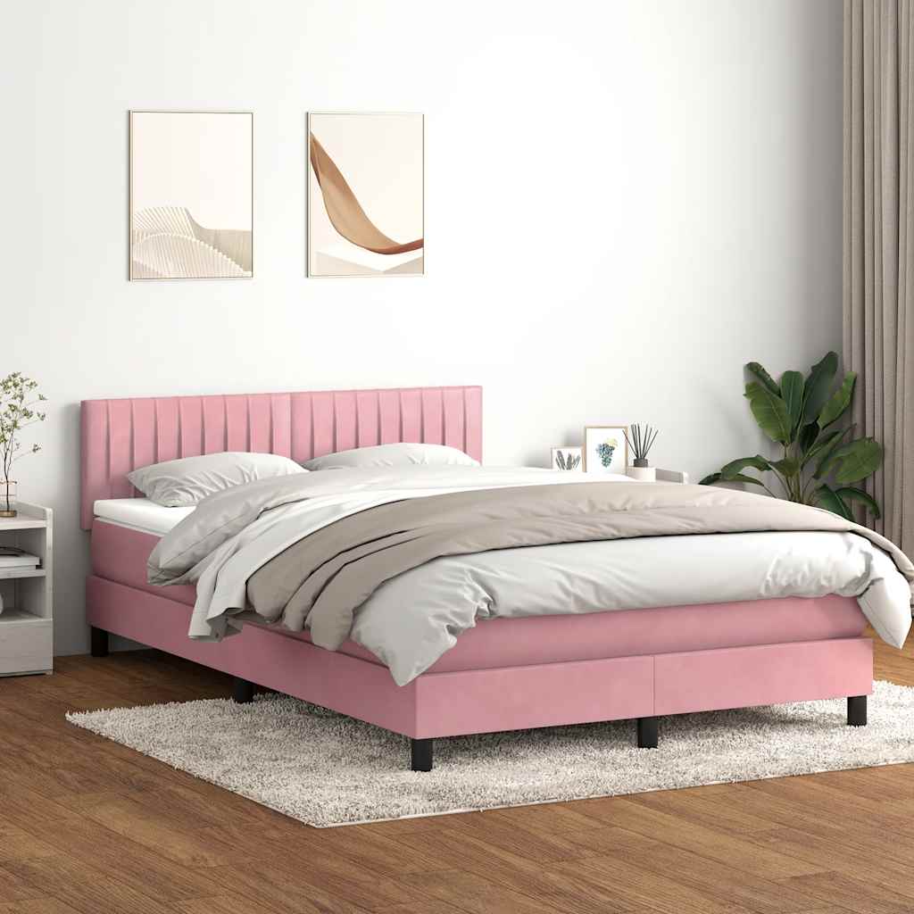 Boxspring met matras en LED fluweel roze 160x210 cm is nu te koop bij PeponiXL, paradijselijk wonen!