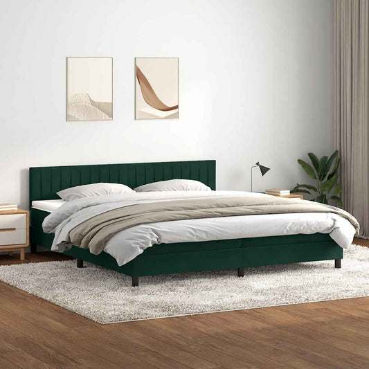 Boxspring met matras en LED fluweel donkergroen 180x220 cm is nu te koop bij PeponiXL, paradijselijk wonen!