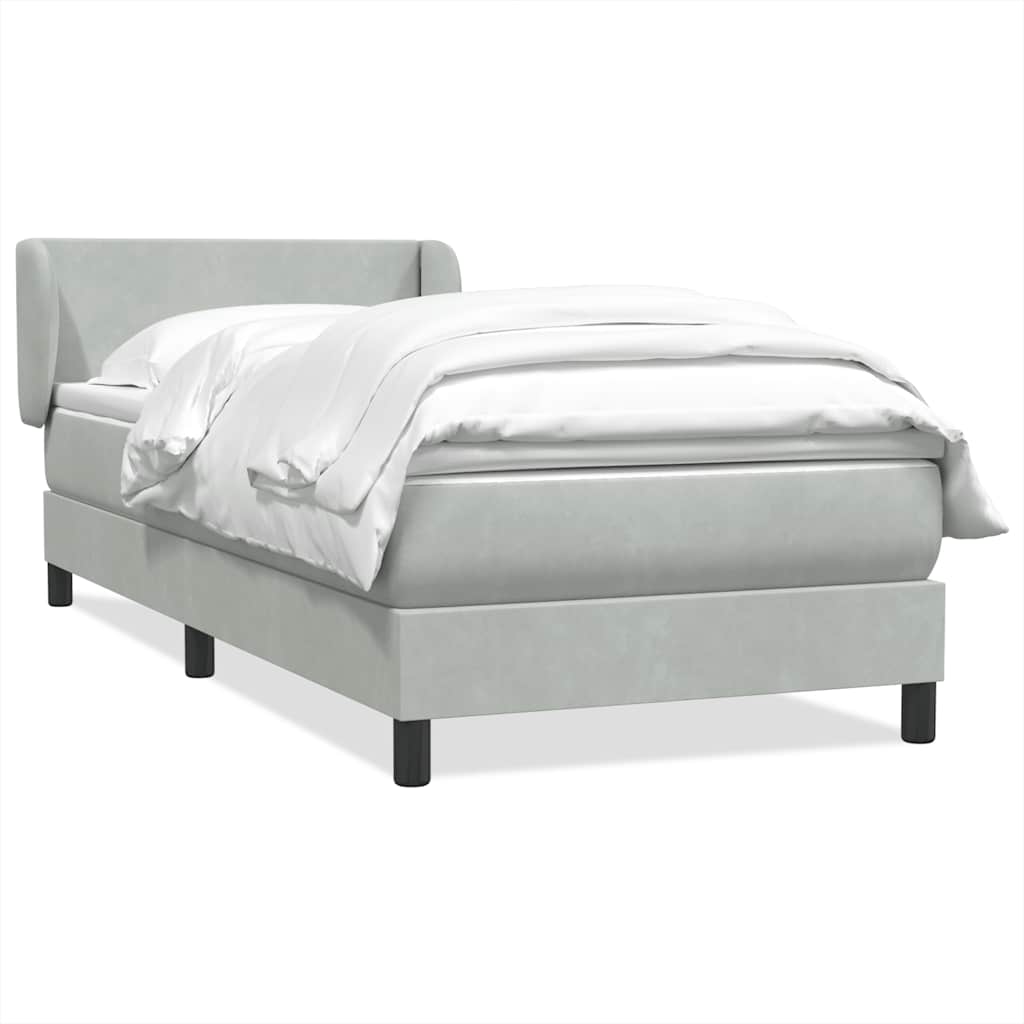 Boxspring met matras fluweel lichtgrijs 90x220 cm is nu te koop bij PeponiXL, paradijselijk wonen!