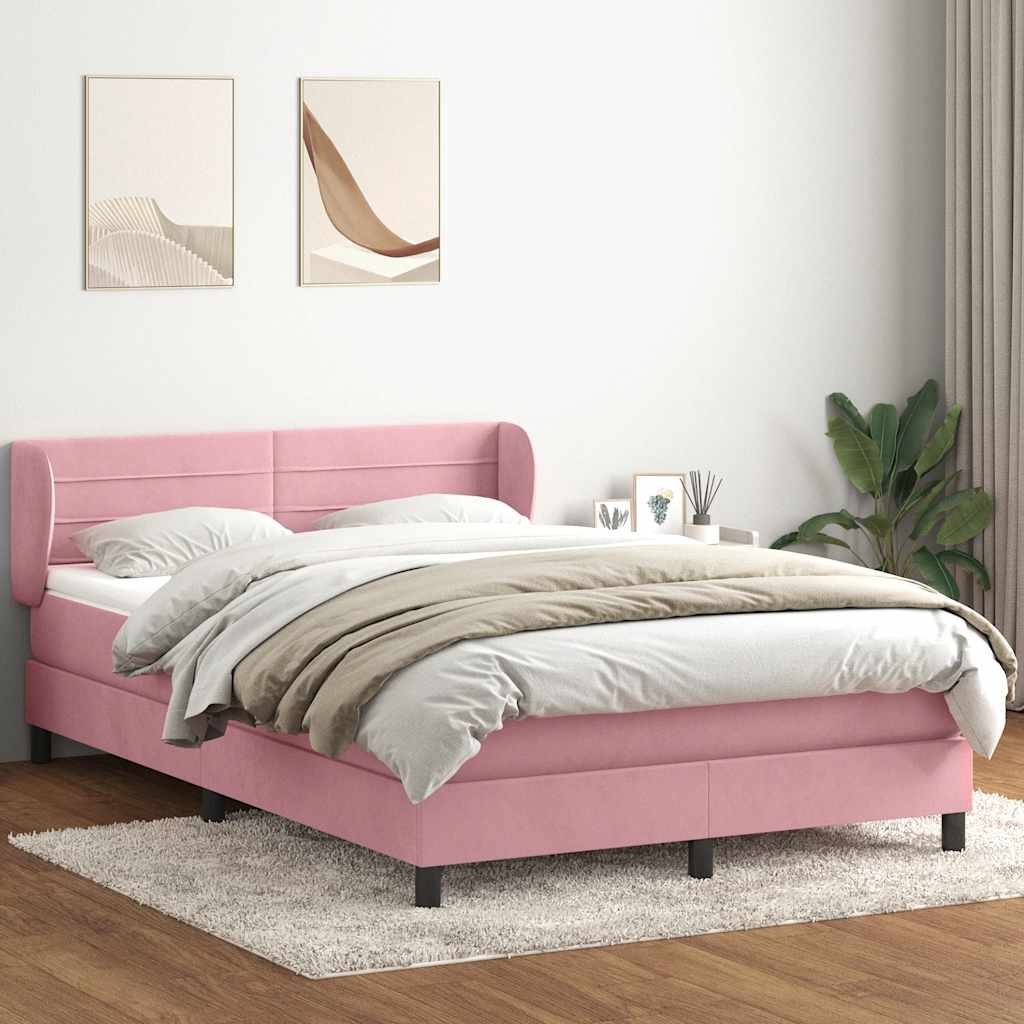 Boxspring met matras fluweel roze 160x210 cm is nu te koop bij PeponiXL, paradijselijk wonen!