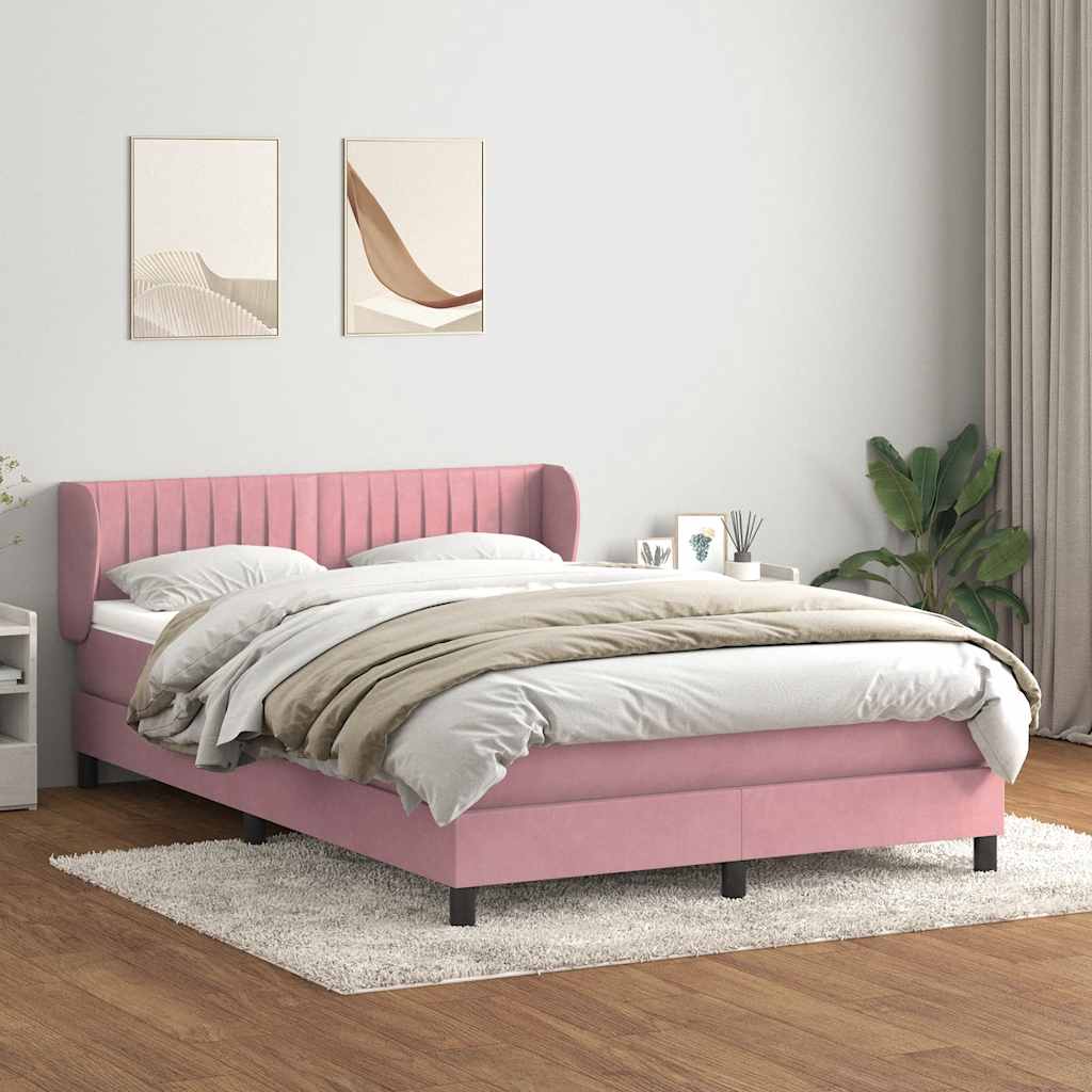 Boxspring met matras fluweel roze 140x210 cm is nu te koop bij PeponiXL, paradijselijk wonen!