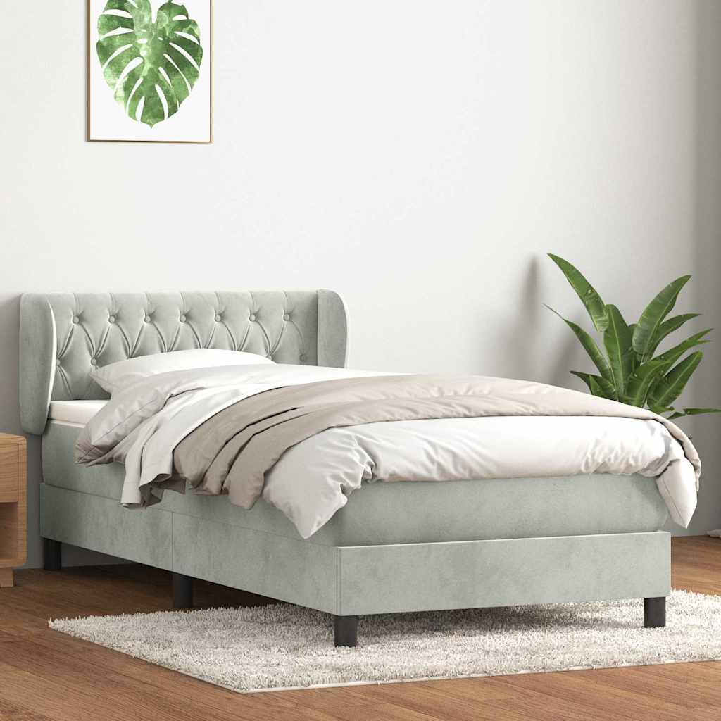 Boxspring met matras fluweel lichtgrijs 80x220 cm is nu te koop bij PeponiXL, paradijselijk wonen!