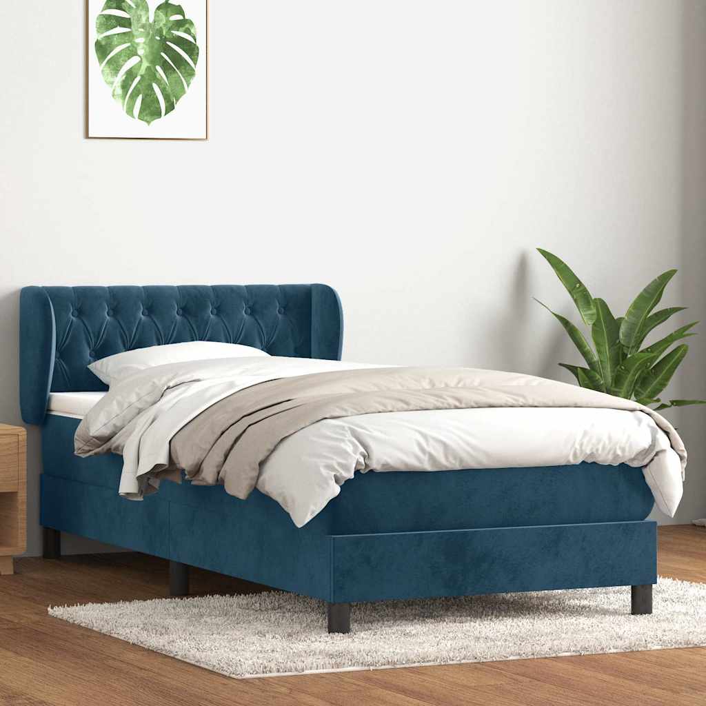 Boxspring met matras fluweel donkerblauw 80x220 cm is nu te koop bij PeponiXL, paradijselijk wonen!