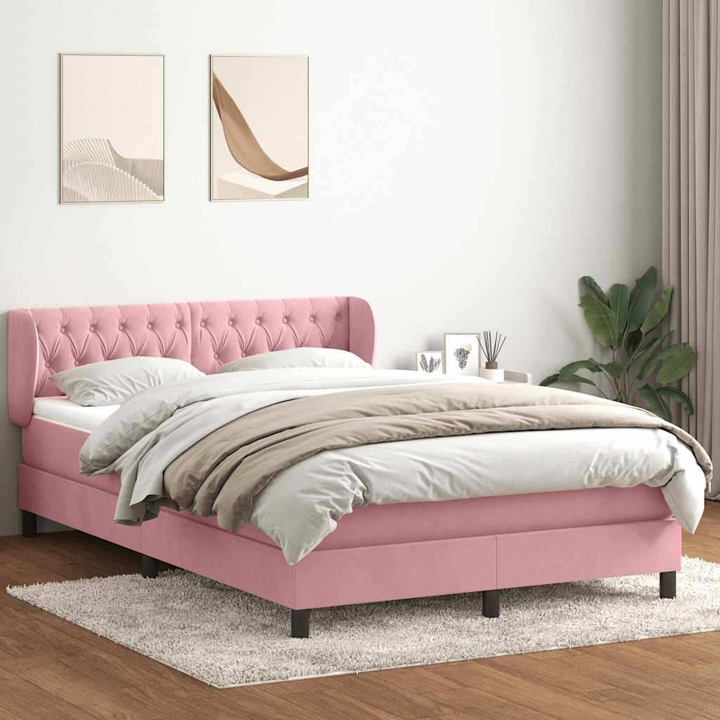 Boxspring met matras fluweel roze 160x220 cm is nu te koop bij PeponiXL, paradijselijk wonen!