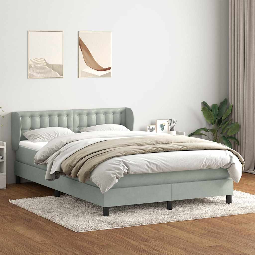 Boxspring met matras fluweel lichtgrijs 160x210 cm is nu te koop bij PeponiXL, paradijselijk wonen!